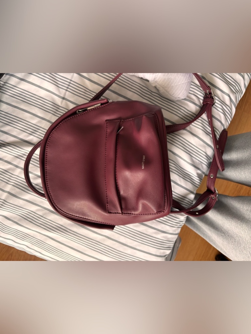 Minimalist Wine Red Mini Backpack - matt&natt vegan leather